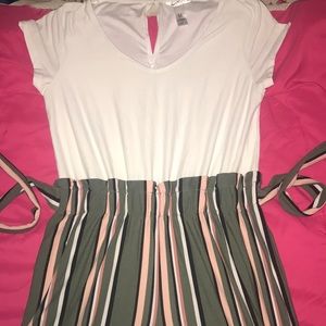 White, Cream, and Olive Green Jumpsuit